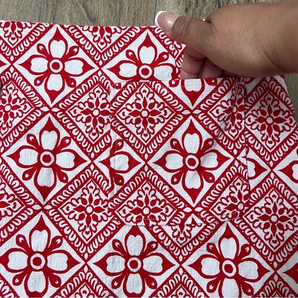 Boden Textured A-Line Mini in Poinsettia, Block Pome - Picture 8 of 12